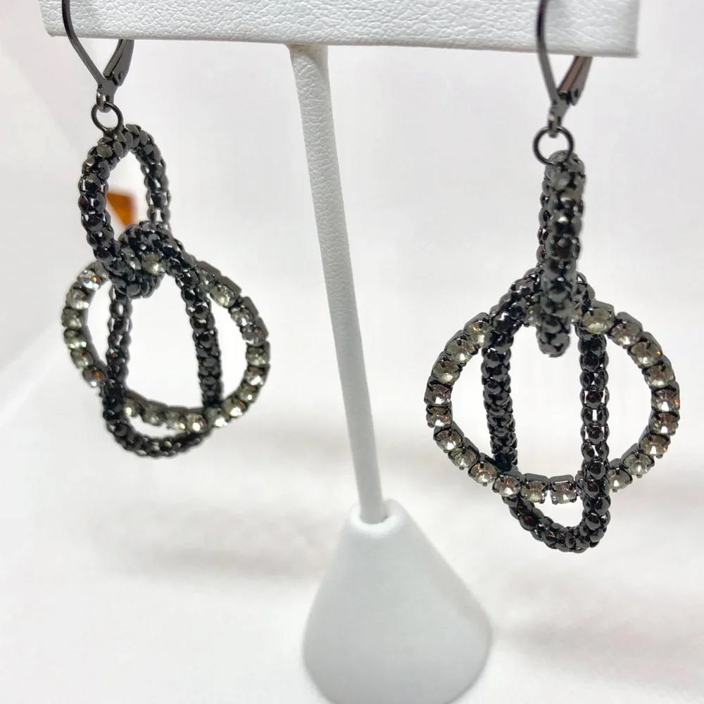 Black and Silver Loop Earrings Mesh Chainmail Rocker Elegant
